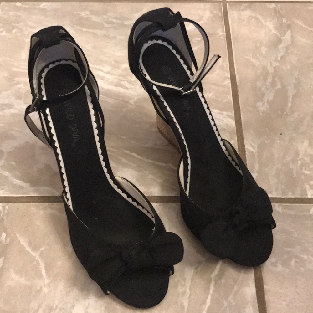 Espadrilles black shoes summer flats heels wedges